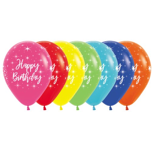 5 x Bright Coloured Happy Birthday Latex (2 - 3 days float time)
