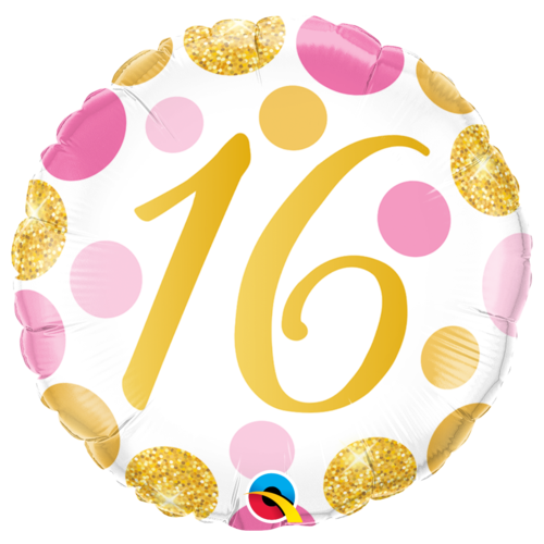 Age Birthday Pink & Gold Dots Balloon Gift | Age 16 - 70 Available