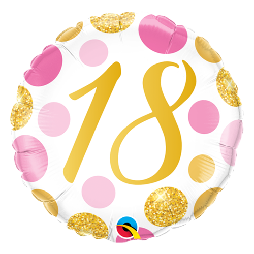 Age Birthday Pink & Gold Dots Balloon Gift | Age 16 - 70 Available