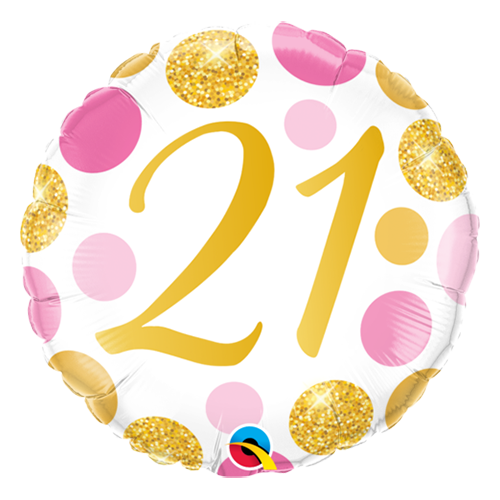 Age Birthday Pink & Gold Dots Balloon Gift | Age 16 - 70 Available