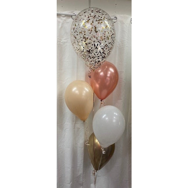 Confetti topper with 4 x latex balloon floor arrangement (2-3 days float time)
