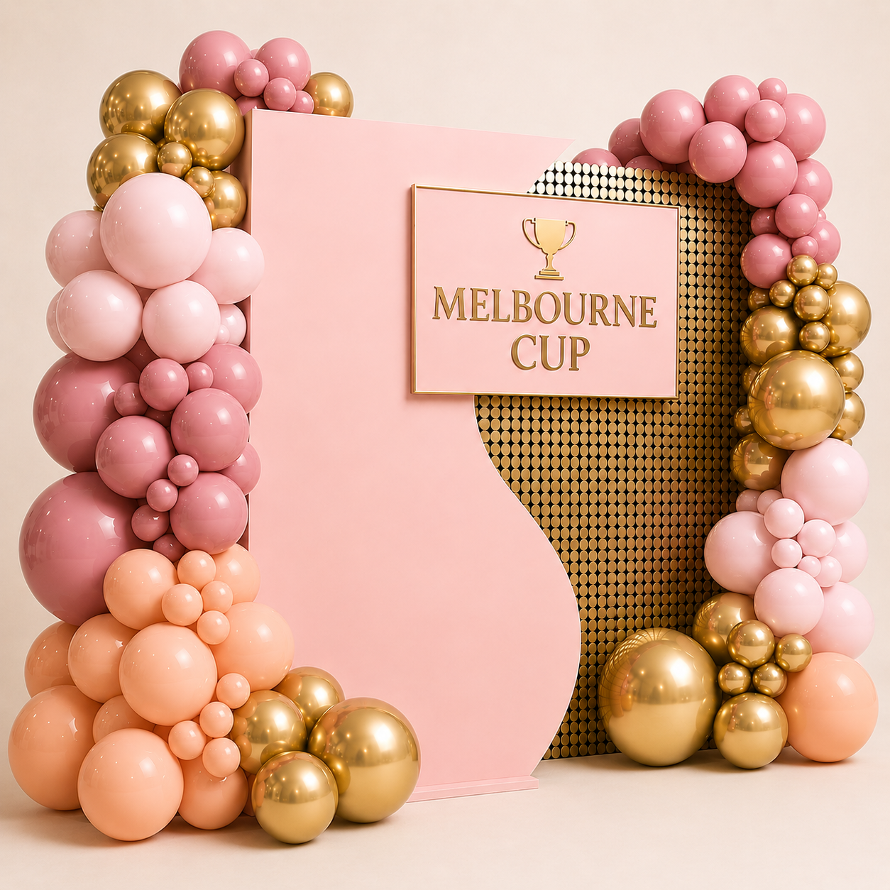 Melbourne Cup Curved Feature Backdrop with Shimmer Package