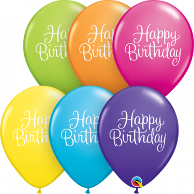 3 x Happy Birthday Script Printed Latex (2-3 days float time)