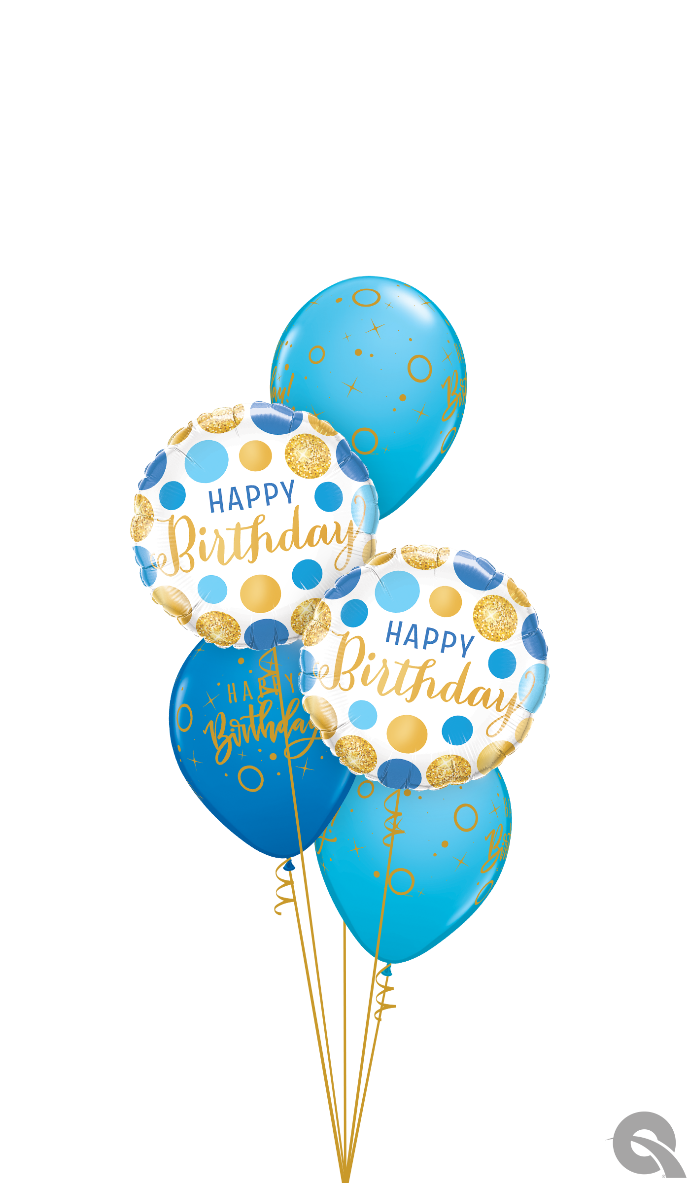 Blue & Gold Spots Balloon Bouquet
