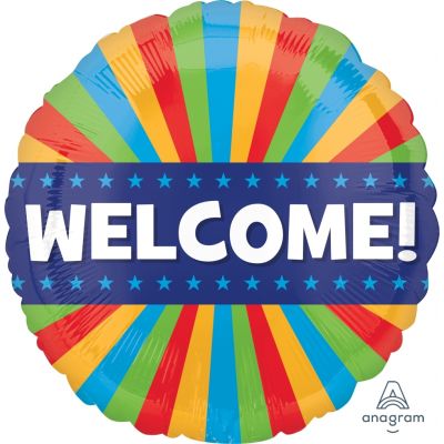 Welcome Stripes Foil Balloon
