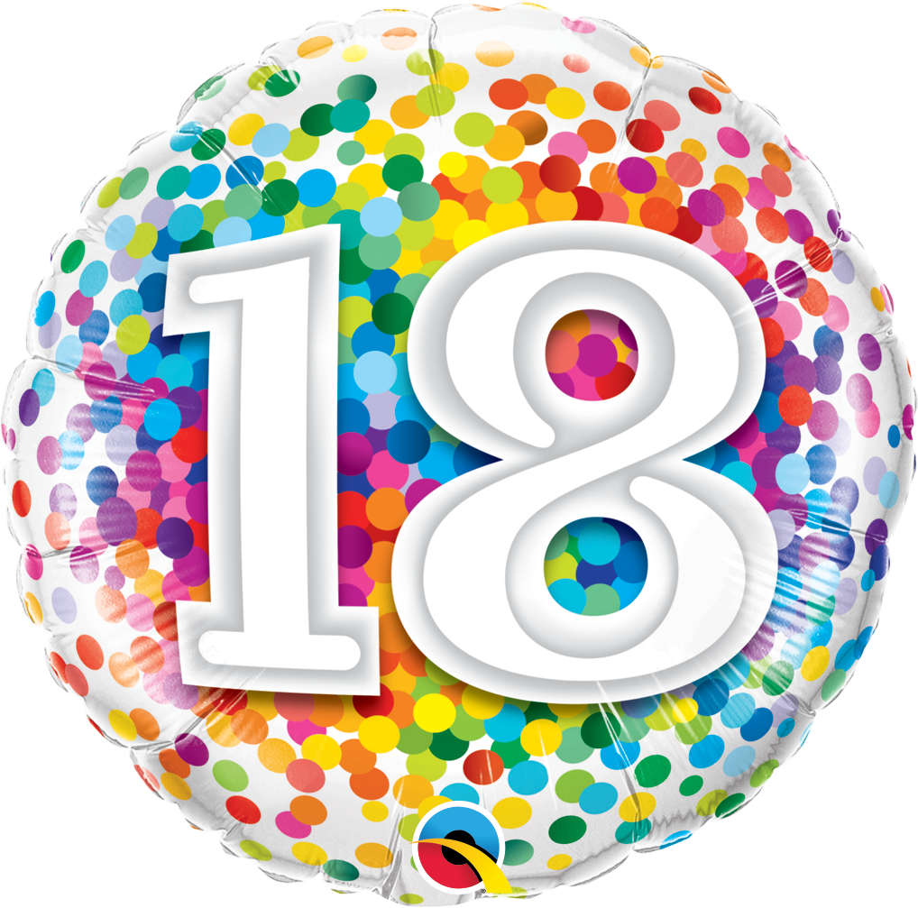 18 Rainbow Confetti Foil Balloon