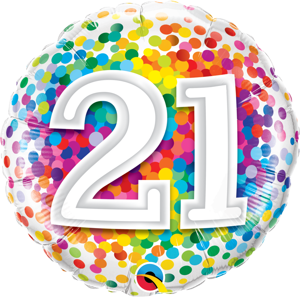 21 Rainbow Confetti Foil Balloon