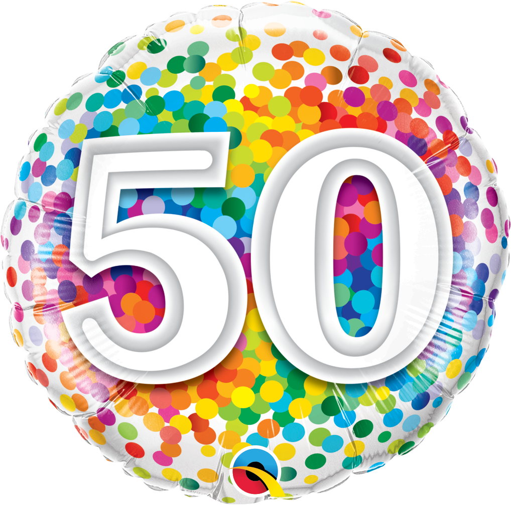 50 Rainbow Confetti Foil Balloon