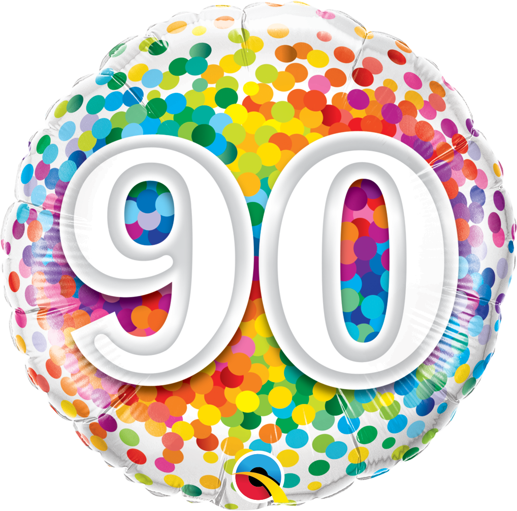90 Rainbow Confetti Foil Balloon