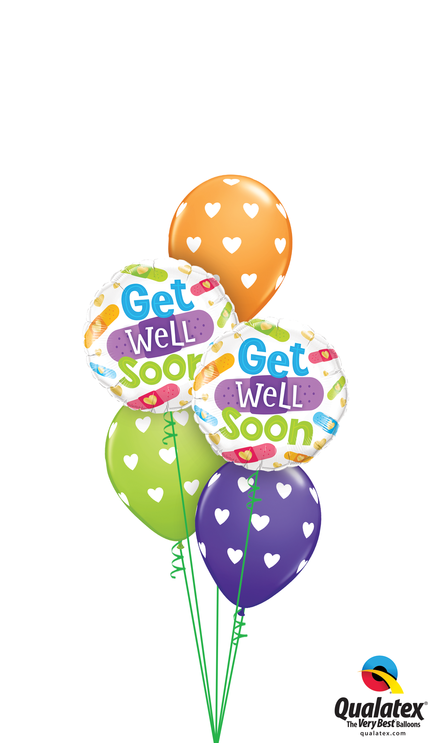Get Well Soon Band Aid Hearts Balloon Bouquet