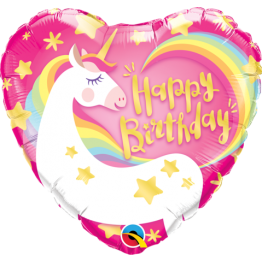 Happy Birthday Unicorn Heart Foil Balloon