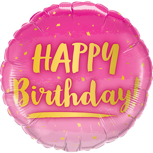 Happy Birthday Gold & Pink Foil Balloon