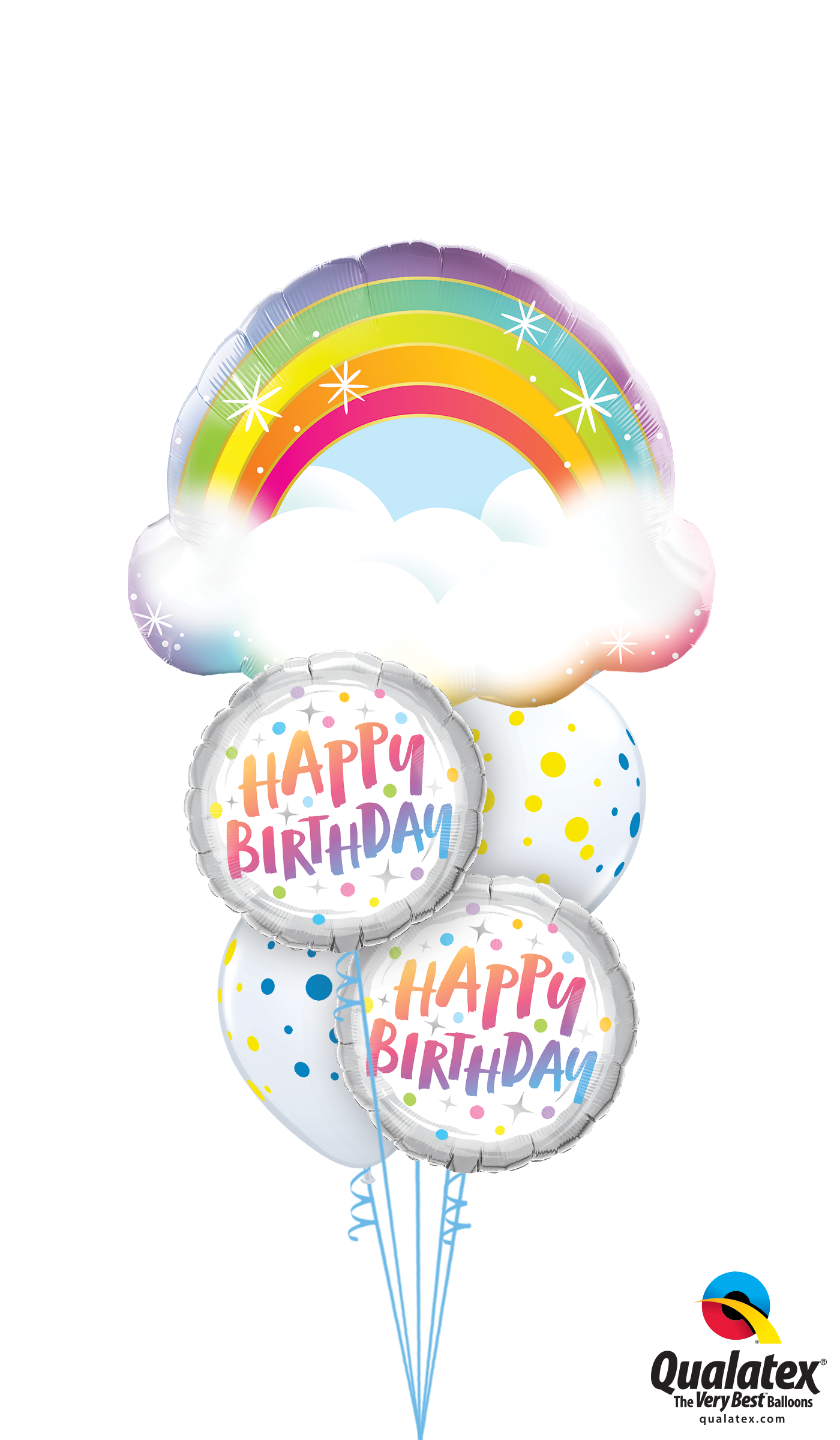 Happy Birthday Rainbow Spots Balloon Bouquet
