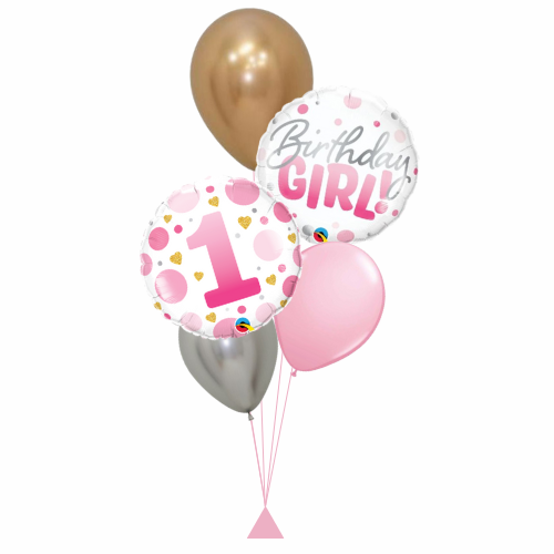 Pink Birthday Girl Balloon Bouquet Age 1 - 5 Available