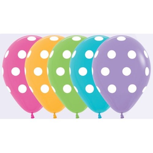 5 x Polka Dot Latex Balloons ( 2- 3 days float time)