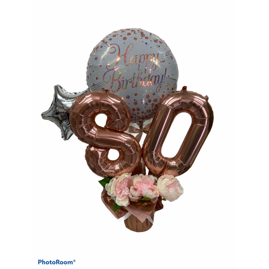 Rose Gold Age Birthday Balloon Table Posie