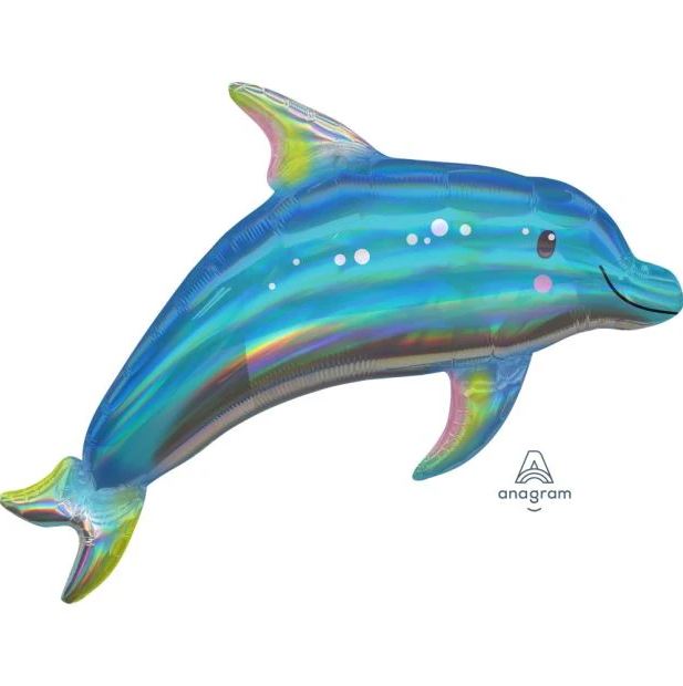 Blue Holographic Dolphin Shape