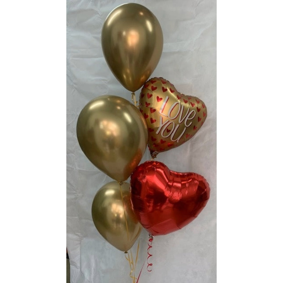 Chrome Gold I Love You Balloon Bouquet