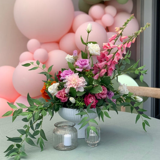 Centrepiece Floral Footed Bowl - Fresh of Artificial Flowers