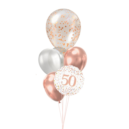 Rose Gold Age Fizz Confetti Balloon Arrangement | Ages 18 - 90 Available