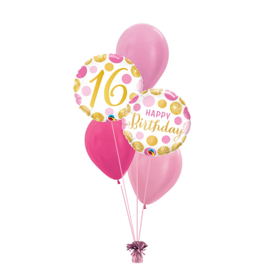 Age Birthday Pink & Gold Dots Balloon Gift | Age 16 - 70 Available