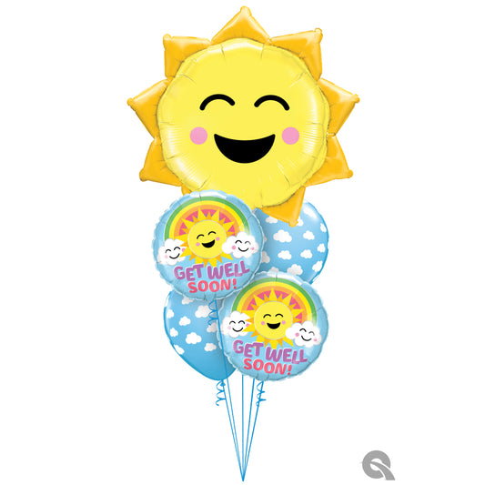 Get Well Sun & Clouds Balloon Bouquet