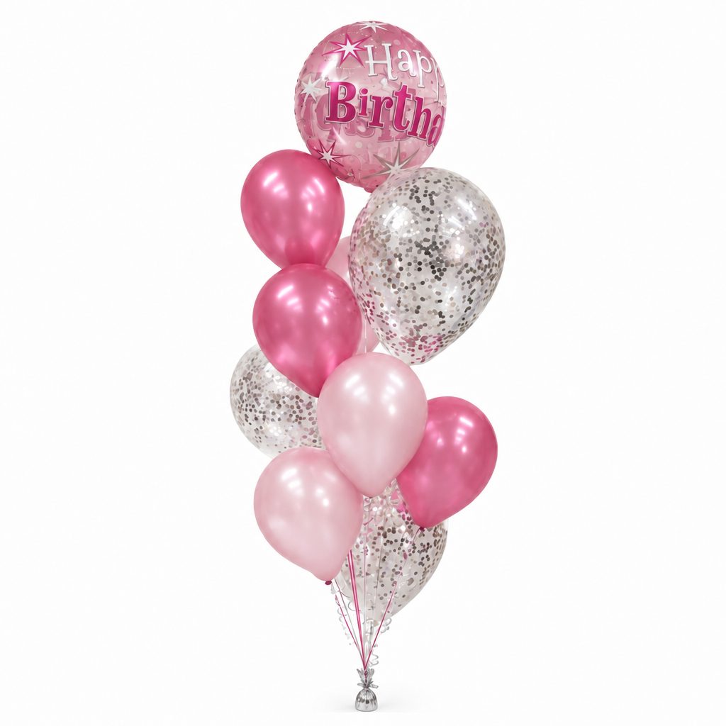 Happy Birthday Confetti Balloon Gift - Pink