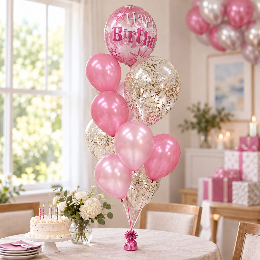 Happy Birthday Confetti Balloon Gift - Pink