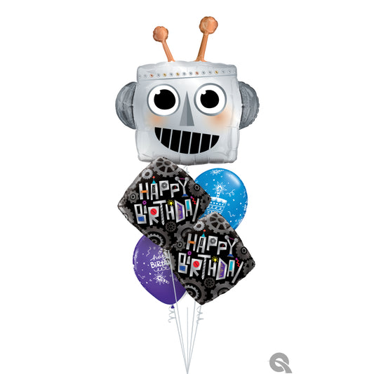 Happy Birthday Robot Balloon Bouquet