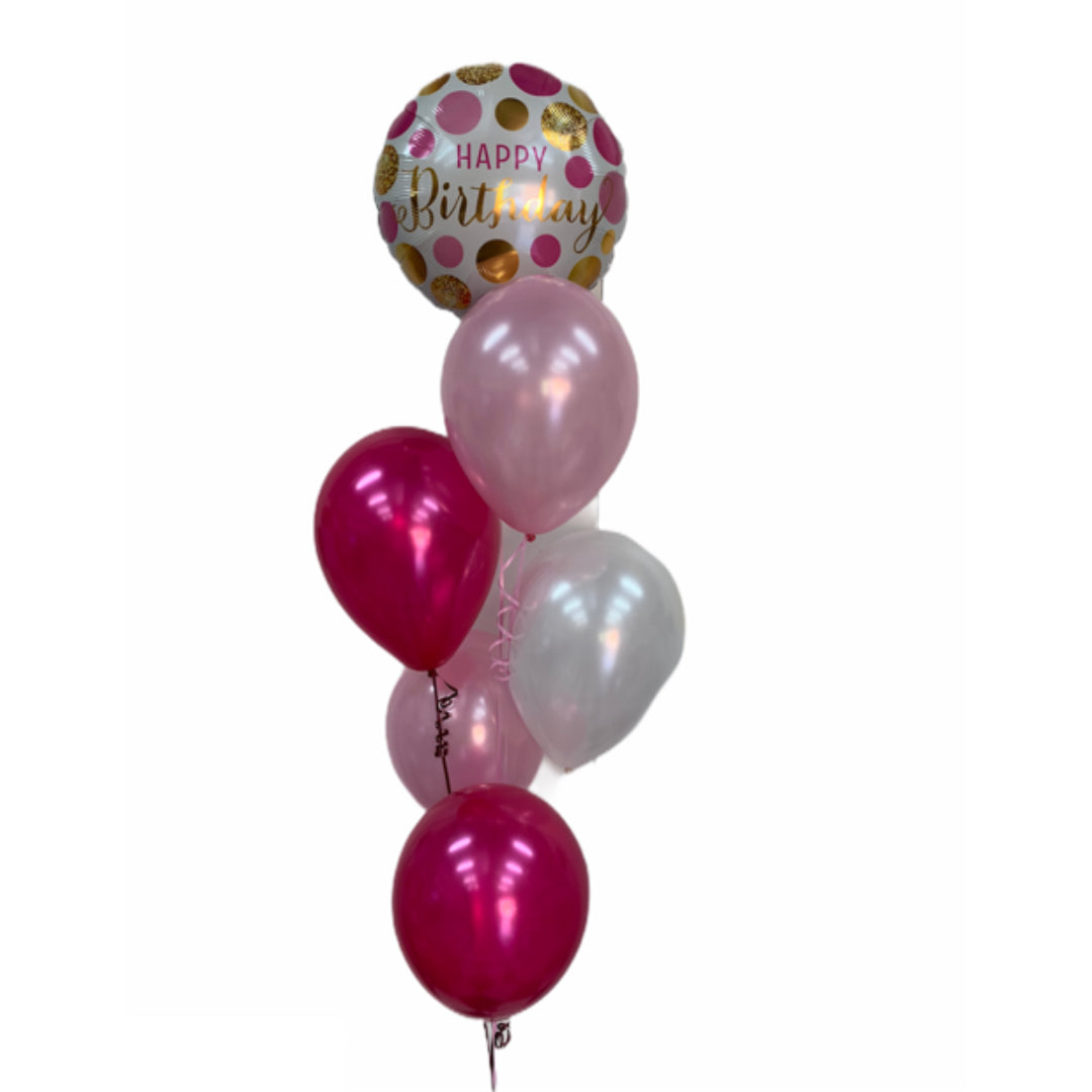 Happy Birthday Pinks & Gold Balloon Bouquet