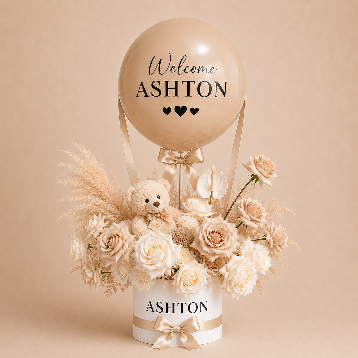 Personalised Hot-Air Balloon Flower Arrangement