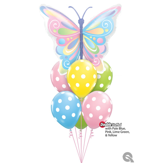 Pastel Rainbow Butterfly Balloon Bouquet