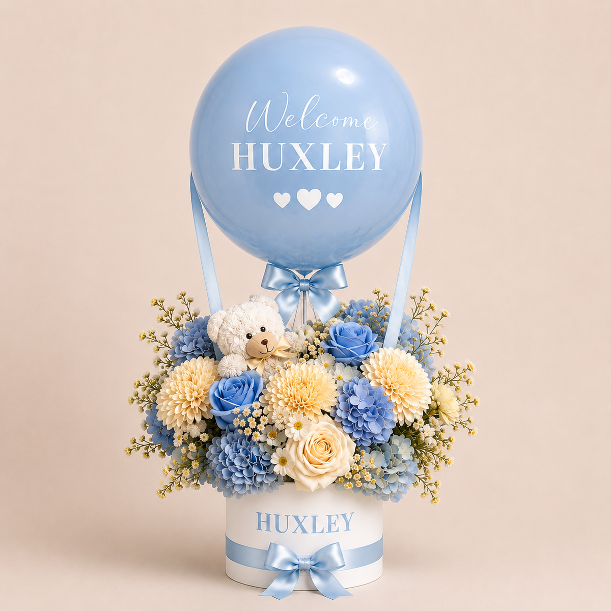 Personalised Hot-Air Balloon Flower Arrangement