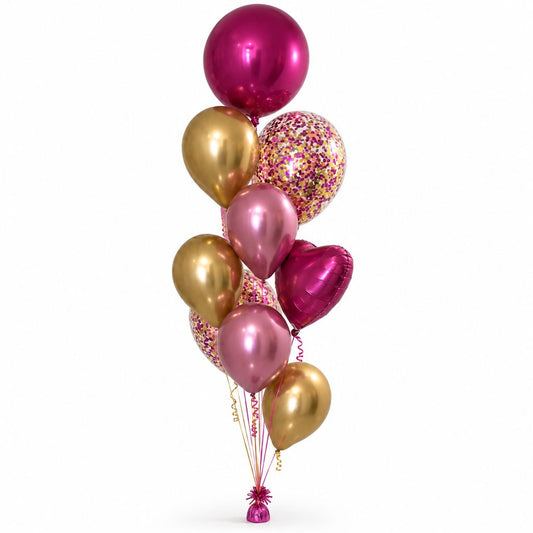 Pink & Gold Confetti and Orbz Balloon Arrangement