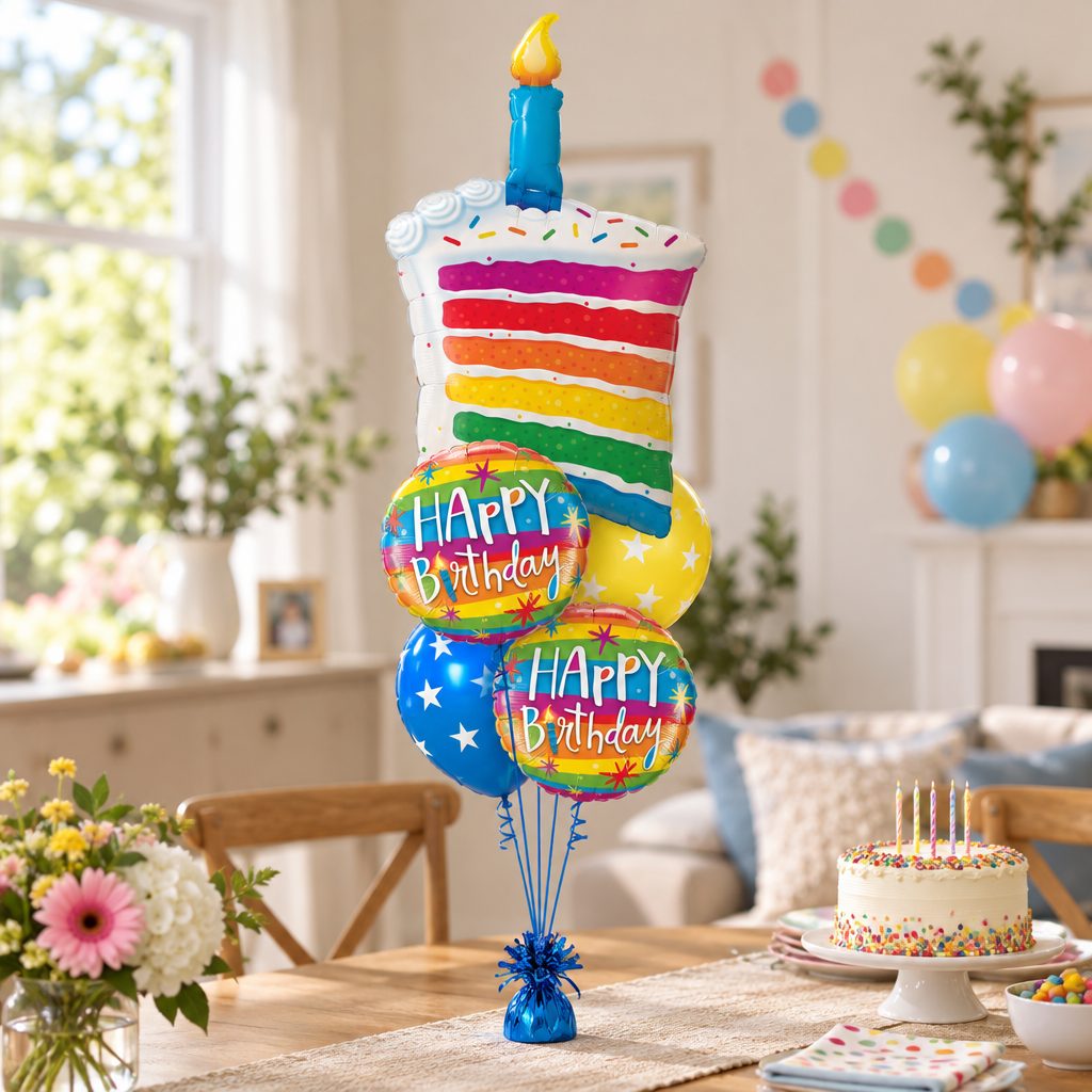 Rainbow Cake Birthday Balloon Gift