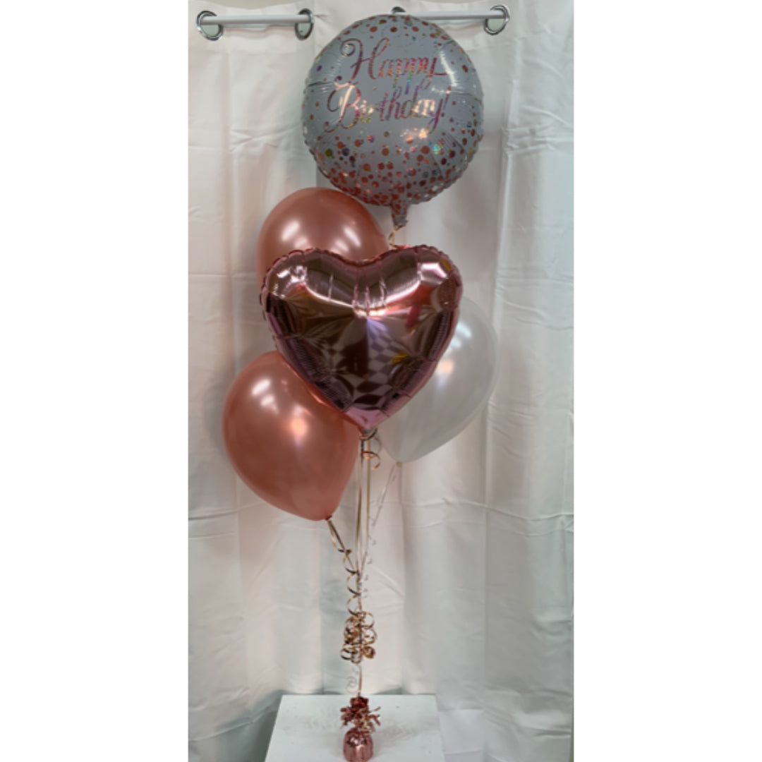 Rose Gold Happy Birthday Balloon Bouquet