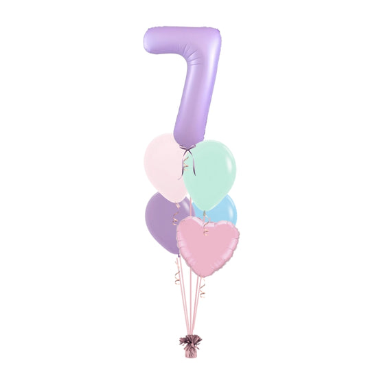 Single Number Pastel Heart Arrangement (1 - 9 Available)