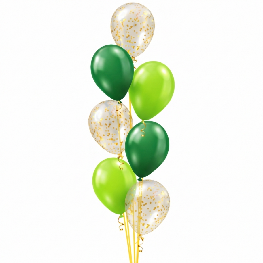 St Patrick's Day 7 Balloon Confetti Floor Arrangement (2-3 days float time)