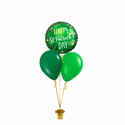 St Patrick's Day 3 Balloon Staggered Floor Arrangement (2-3 days float time)