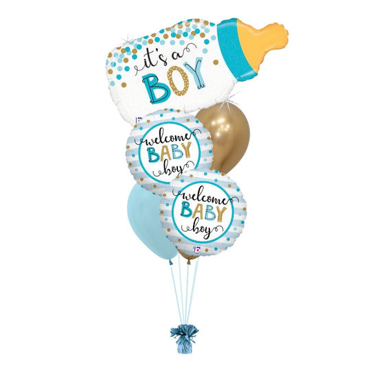 Welcome Confetti Baby Boy Balloon Bouquet