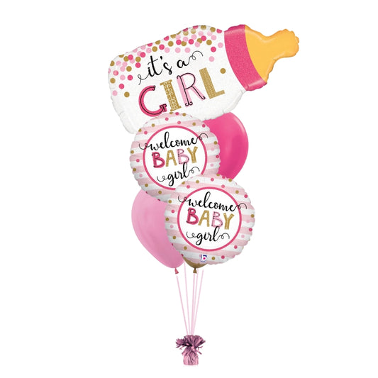 Welcome Confetti Baby Girl Balloon Bouquet