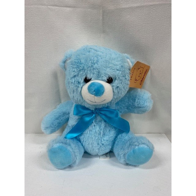 Medium (25cm) Blue Teddy with Satin Ribbon