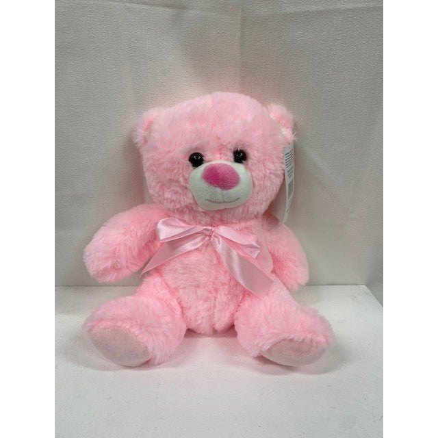 Medium (25cm) Pink Teddy with Satin Ribbon