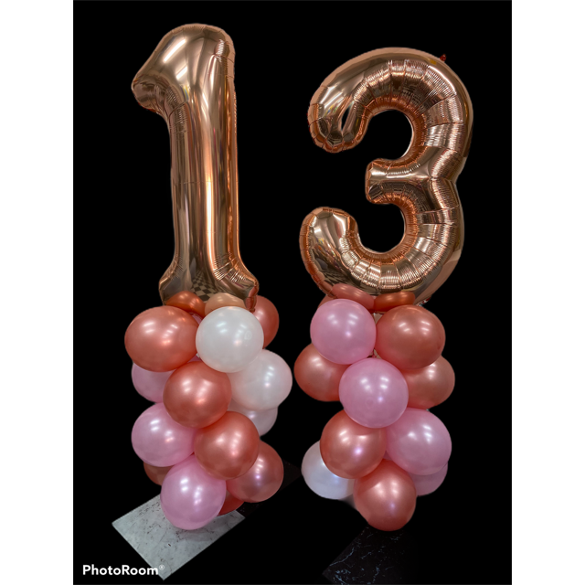 Rose Gold Double Number small balloon towers