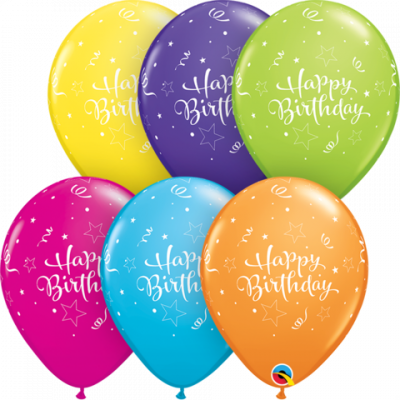 5 x Bright Coloured Happy Birthday Latex (2 - 3 days float time)