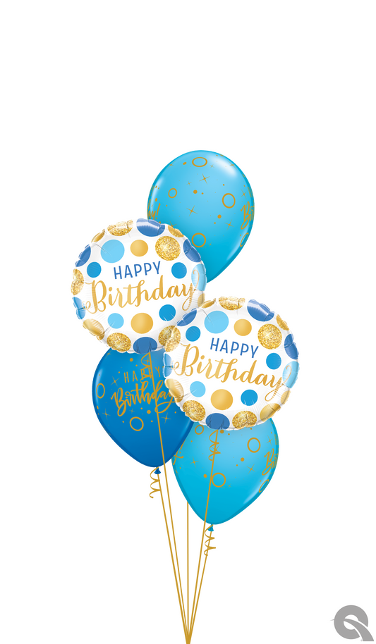 Blue & Gold Spots Balloon Bouquet