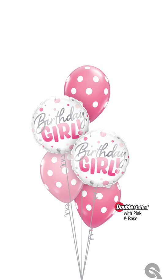 Birthday Girl Soft Pink Spots Balloon Bouquet