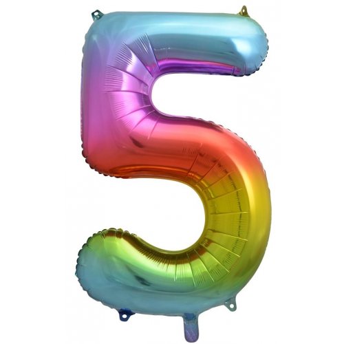 Number 5 Rainbow Megaloon (86cm)