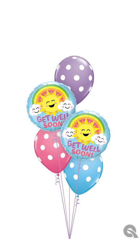 Get Well Soon Rainbow Sunshine Balloon Bouquet