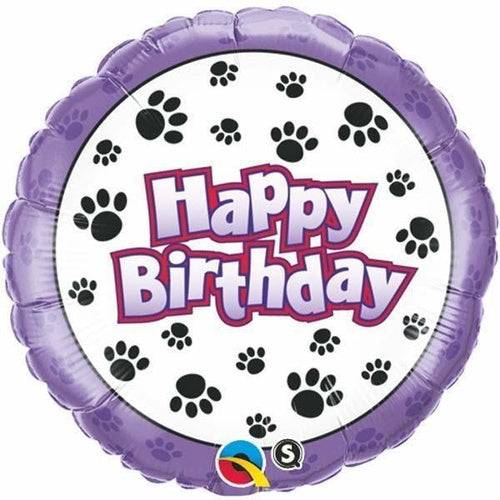 Happy Birthday Paw Prints Foil Balloon